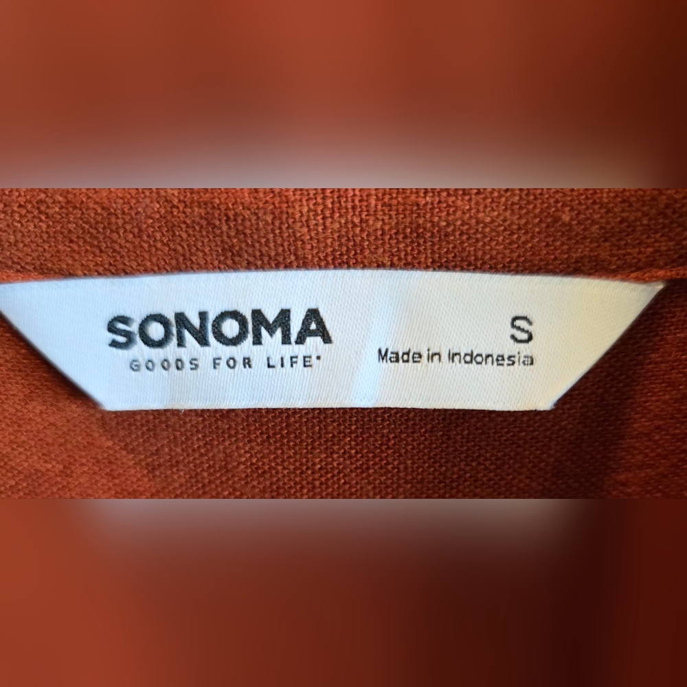 NWT Sonoma Rust Orange Button-Up Mini Dress Small - Picture 2 of 6
